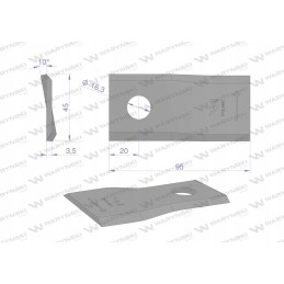Kairysis vejapjovės peilis 95x46x3 5 mm skylė 16 25