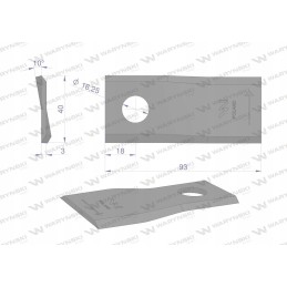 Kairysis vejapjovės peilis 93x40x3mm skylė 16 2