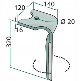 Aktyvūs akėčių noragai, dešinė, ilgis 320mm, plotis