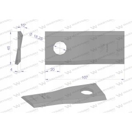 Vejapjovės peilis 107x45x4x18 2 dešinės kuhn