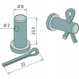 Kaištis su kaiščiu 18063 takelis 81 granitas
