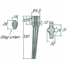 Aktyvūs akėčių noragai, dešinė, ilgis 330mm, plotis