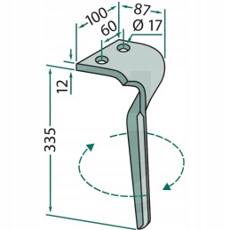 Aktyvūs akėčių noragai, dešinė, ilgis 335mm, plotis
