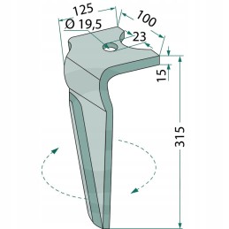 Aktyvūs akėčių noragai, dešinė, ilgis 315mm, plotis