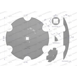 Danta plokštė su 6 fi 460 skylėmis 30x30 boro plieno