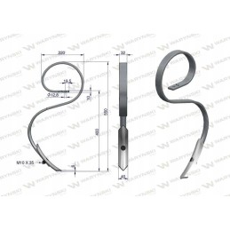 Vieneto spyruoklinis dantis 32x10, stipriai išlenktas Warynski