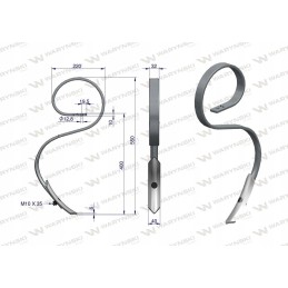 Vieneto spyruoklinis dantis 32x10, stipriai išlenktas Warynski