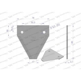 Derliaus nuėmimo peilis 80x76x2 8mm dėklas ih new Holland warynsk