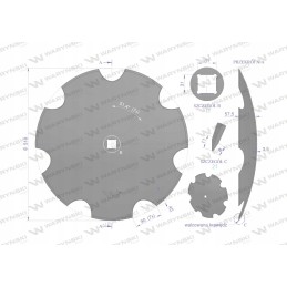 Dantyta plokštelė su 7 fi 510 30x30 3 5mm Warynski