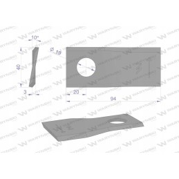 Vejapjovės peilis, iškreiptas, 94x40x3x19, paliktas