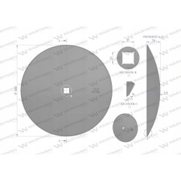 Lygi plokštė fi 510, skylė 30x30, boro plienas, warin