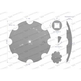 Danta plokštė su 8 fi 560 skylėmis 30x30 boro plieno