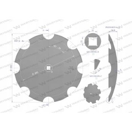 Danta plokštė su 8 fi 560 skylėmis 30x30 boro plieno