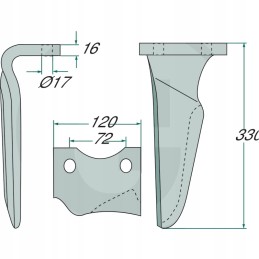 Dešinysis vartinės akėčios dantis Niemeyer KR2512 KR25