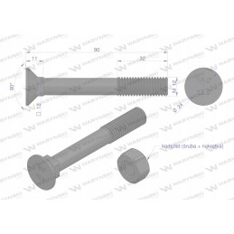 Varžtų komplektas, fiksuojamas kamštis d 608 m12x90 mm, 12 klasė