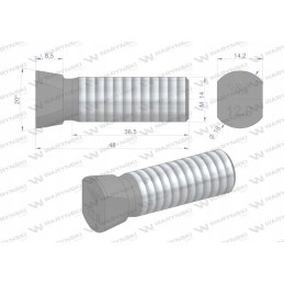 Varžtų komplektas, ovalus, išpjautas iš abiejų pusių, m14x48