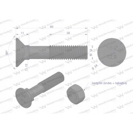 Varžtų komplektas, fiksuojamas kamštis d 608 m12x60 mm, 12 klasė