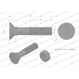 Varžtų komplektas, fiksuojamas kamštis d 608 m12x60 mm, 12 klasė