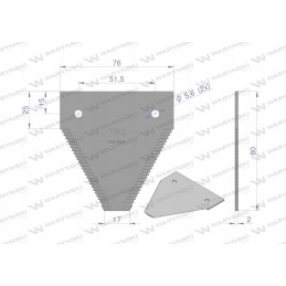 Warynski derliaus nuėmimo peilis 80x76x2mm c15 rinkinys, 25 vnt.