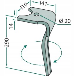 Aktyvūs akėčių noragai, dešinė, ilgis 290mm, plotis