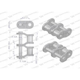 Grandinės jungtis, tiesi plokštė, p16b 2 r2 1 var