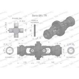 Plataus kampo jungtis, velenų komplektas, serija 6r 7r, vamzdžiui
