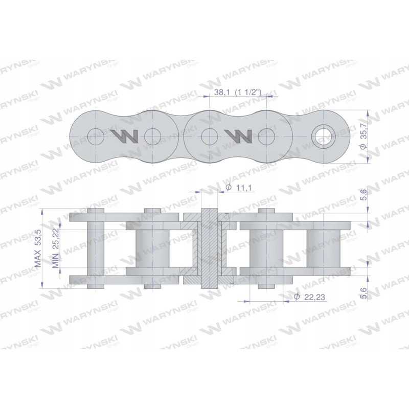 Sustiprinta pramoninė ritininė grandinė 24ah 1 ansi