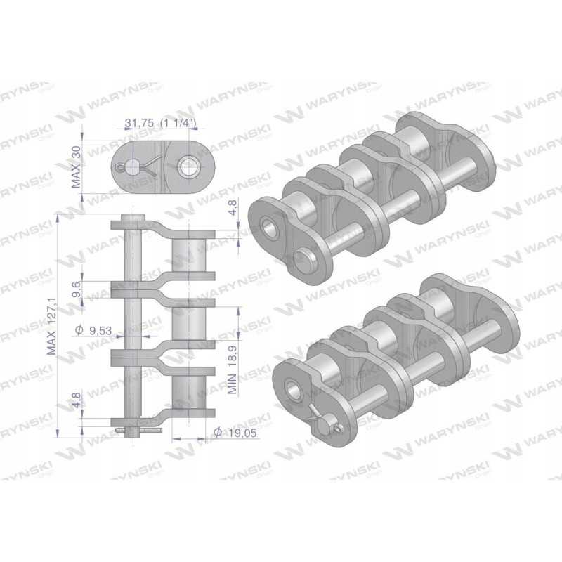 Pramoninės grandinės grandis p20ah 3 ansi a 100h