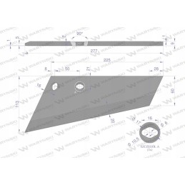 Kairysis ražienų kultivatoriaus plūgas, 260 mm, 2 skylės