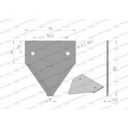 Derliaus nuėmimo peilis 83x76x2 7mm New Holland Warynski