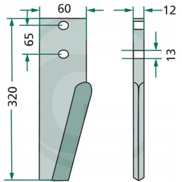Aktyvūs akėčių virbai, dešinė ir kairė versija, ilgis 320m
