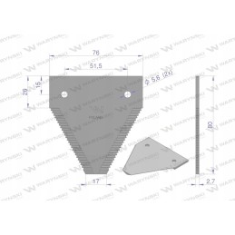 Derliaus nuėmimo peilis 80x76x2 7mm Claas Warynski