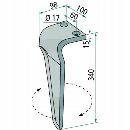 Kairysis aktyviųjų akėčių noragas, storis 340 mm