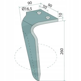 Celli Active akėčių dantys, dešinieji, ilgis 260 mm