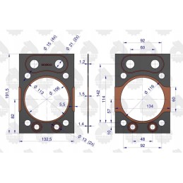 Galvutės tarpinė c 360 4 vnt, varinė silikoninė armatūra