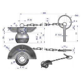 Kamuolys su apykakle, grūdintas, 2 kategorija 3 64x28 Warynsk
