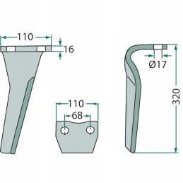 Kuhn hr 1001 varomųjų akėčių dantis, dešinė, granitas