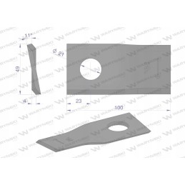 Vejapjovės peilis 100x49x4x21 teisė naudoti