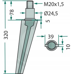 320x39 mm variklinių akėčių noragai tinka dubletui r
