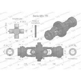 Plataus kampo jungtis, velenų komplektas, serija 6r 7r, vamzdžiui