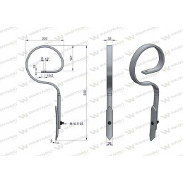 Tiesus daniškas spyruoklinis dantis 550mm 32x10 Warynski
