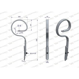 Tiesus daniškas spyruoklinis dantis 550mm 32x10 Warynski