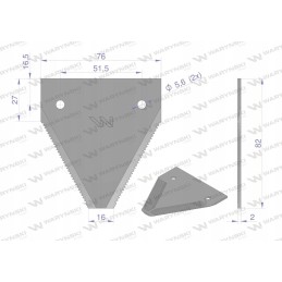 Derliaus nuėmimo peilis 82x76x2mm skylė 5 6 pritaikymas n336g