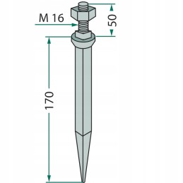 Lauko akėčių noragai 16x170 m16 tiesūs