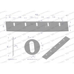 Pašarų kombaino būgninis peilis 5 skylių, naudojamas fortschri