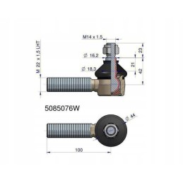 Vairo jungtis 100mm m22x1 5 l 5085076 fiat