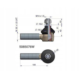 Vairo jungtis 100mm m22x1 5 l 5085076 fiat