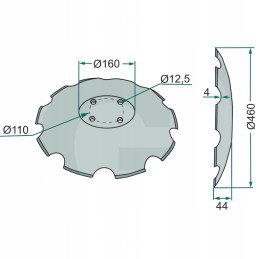 Akėčių diskas dantytas 9 dantimis, amazon, 460 x 4 mm