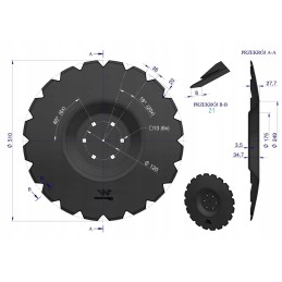 Dantytas diskas su 20 fi 510, tvirtinimas 6 120 storio