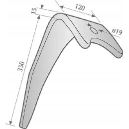 Aktyvių akėčių dantis, dešinė, l 330 mm, tinka amerikietiškam